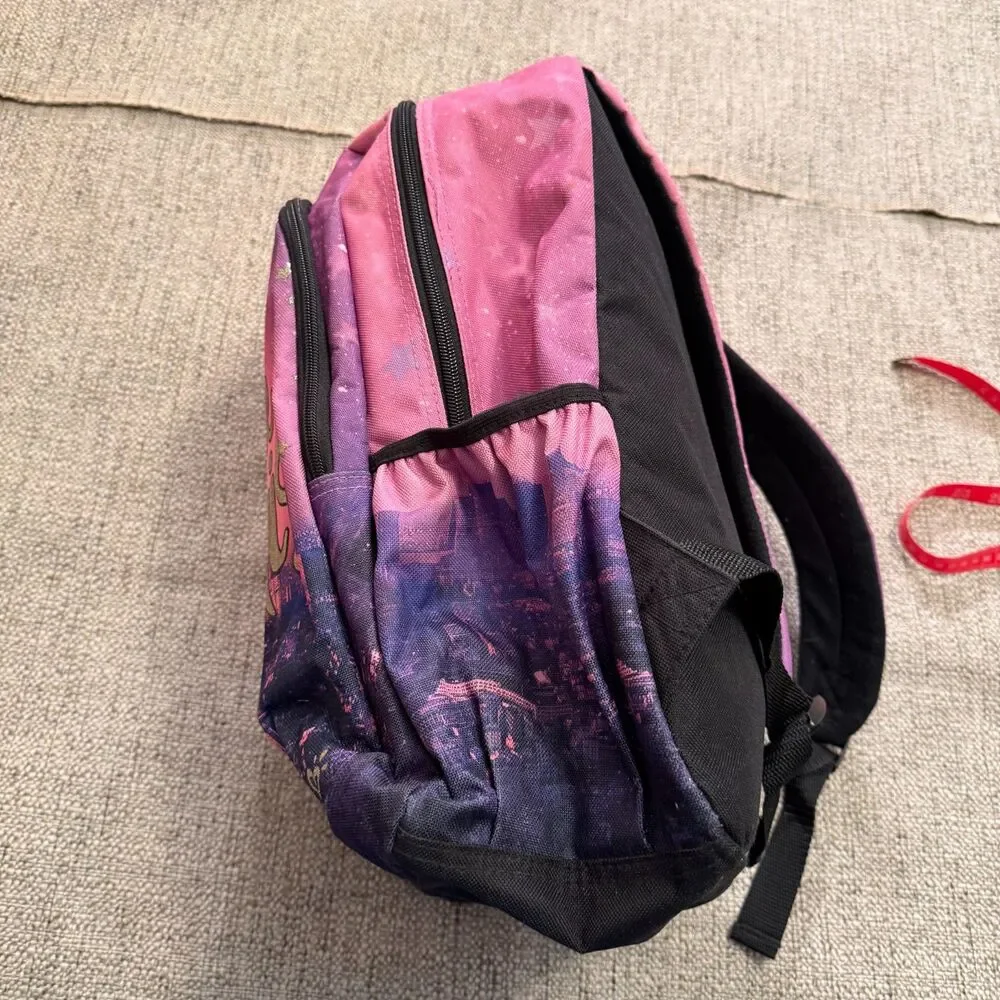 Justice Girls I Love Paris Backpack Pink Purple Eiffel Tower Glitter School Bag